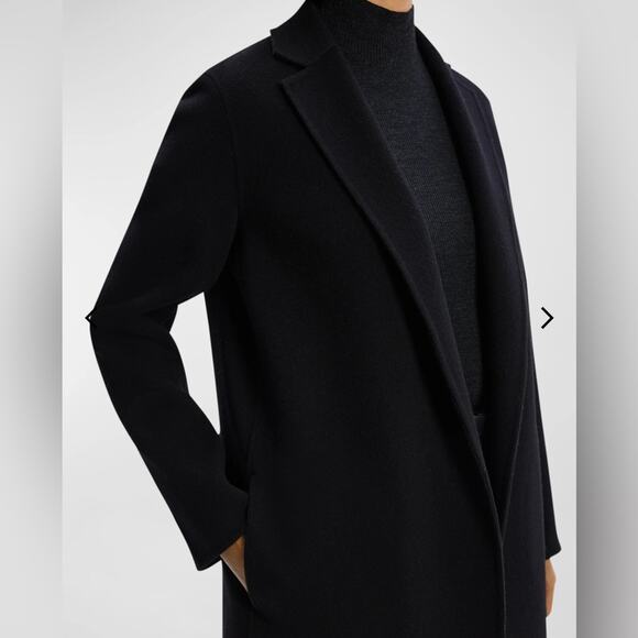 Theory Sileena Women's Coat - Large Black Wool Cashmere Jacket - Picture 3 of 11